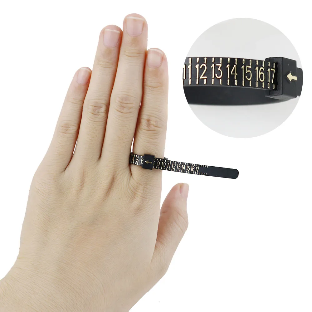 PHYHOO Plastic UK US EU JP HK Size Ring Size Measuring Tools Finger Gauge Ring Sizer Belt Measurement Tool Jewelry Accessories
