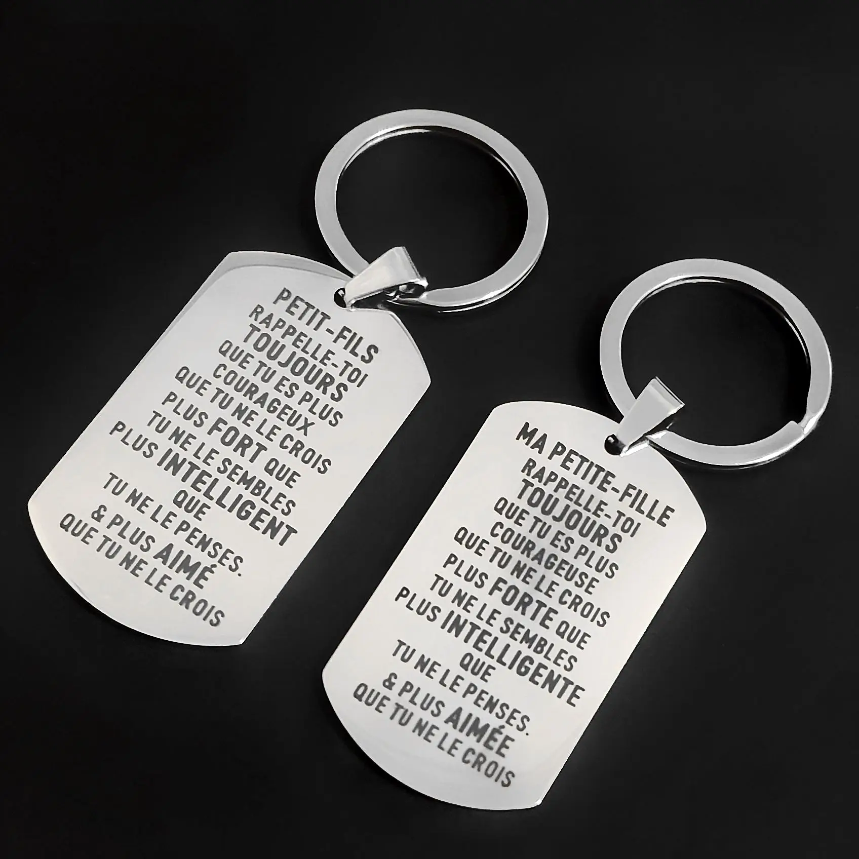 Portachiavi Moschettone In Acciaio Inossidabile Per Chiavi Petit-Fils Ma Petite-Fille Matrimonio Creativo Etichette Militari Regali Ornamenti Complean