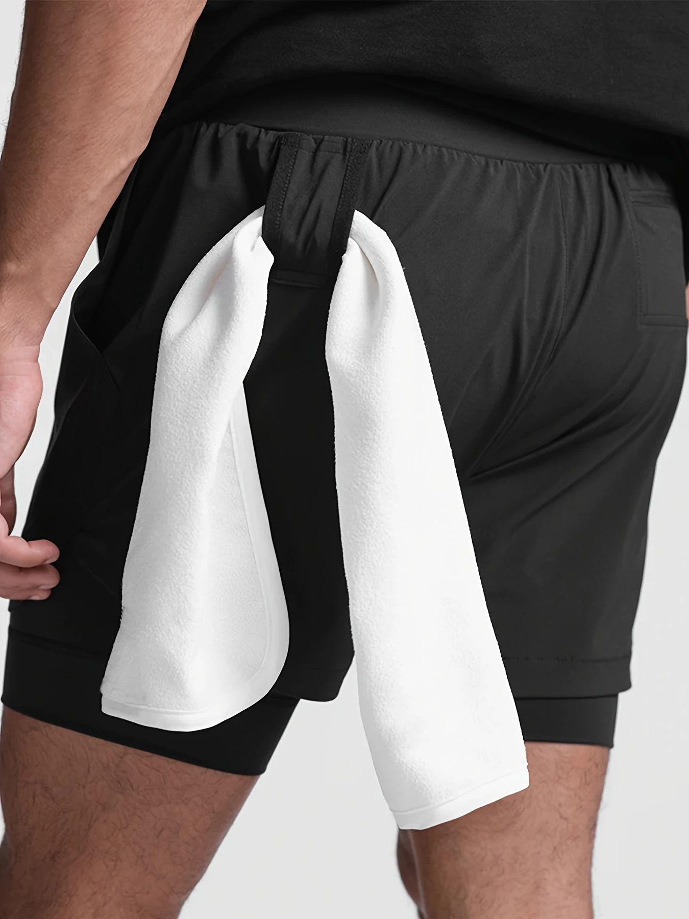 double-deck fitness sports shorts men summer slim quick drying breathable woven Shorts Men's sweatpants training gym clothing890 2
