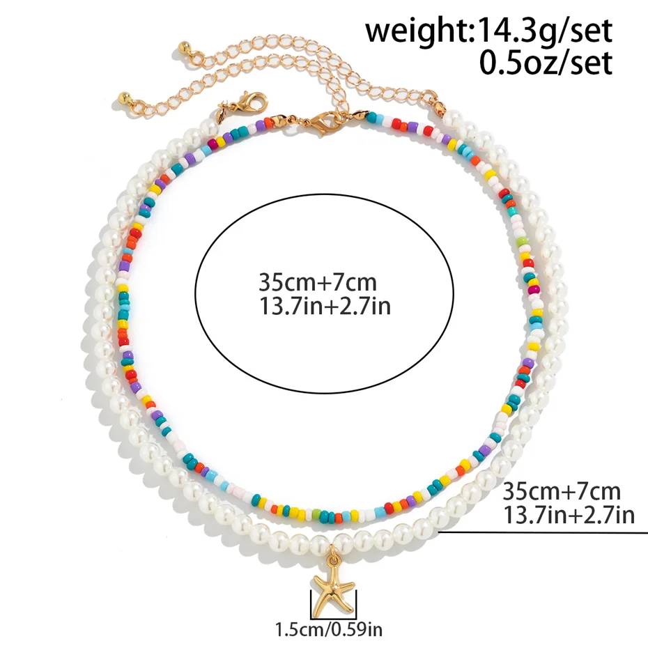 Ingemark Boho värvilised seemnehelmed pärlikett kaelakee naiste vintage meritäht ripats Choker Y2K ehted_voghion.com