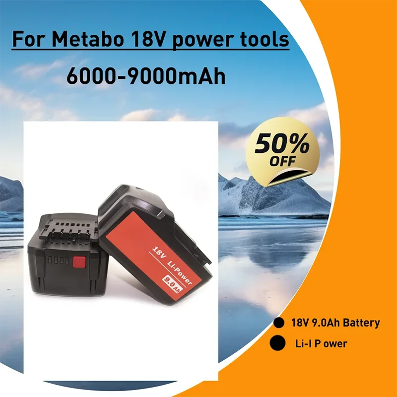 

New Rechargeable 18V 6.0Ah Battery for Metabo Cordless Power Tool Replace for Metabo 18V 625592000 625591000 Backup Batteries