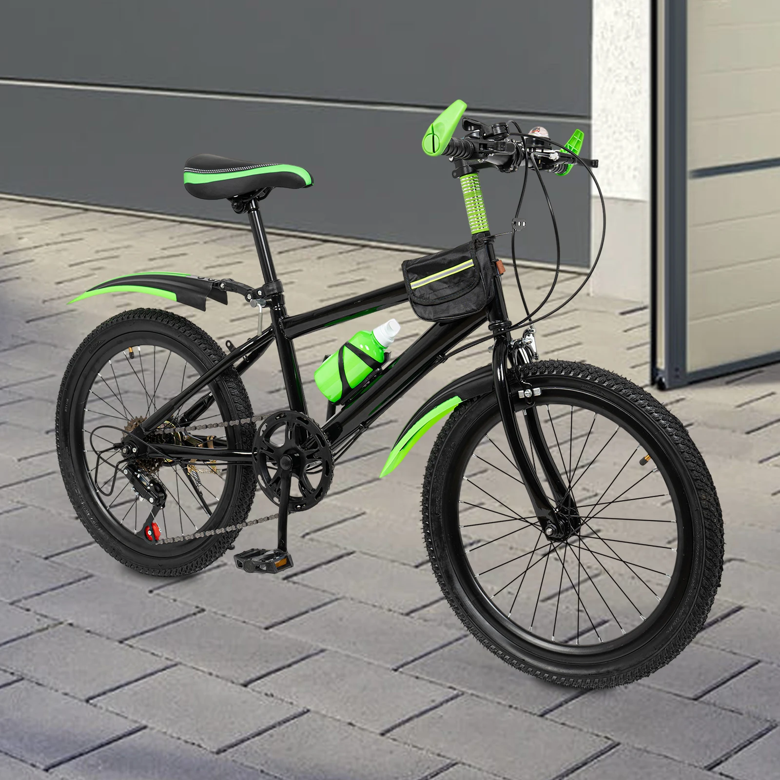 20-Zoll-Mountainbike aus Kohlenstoffstahl mit Bremssystem, Premium-Mountainbike mit Wasserbecherhalter und Kotflügeln für Kinder – Detail 11