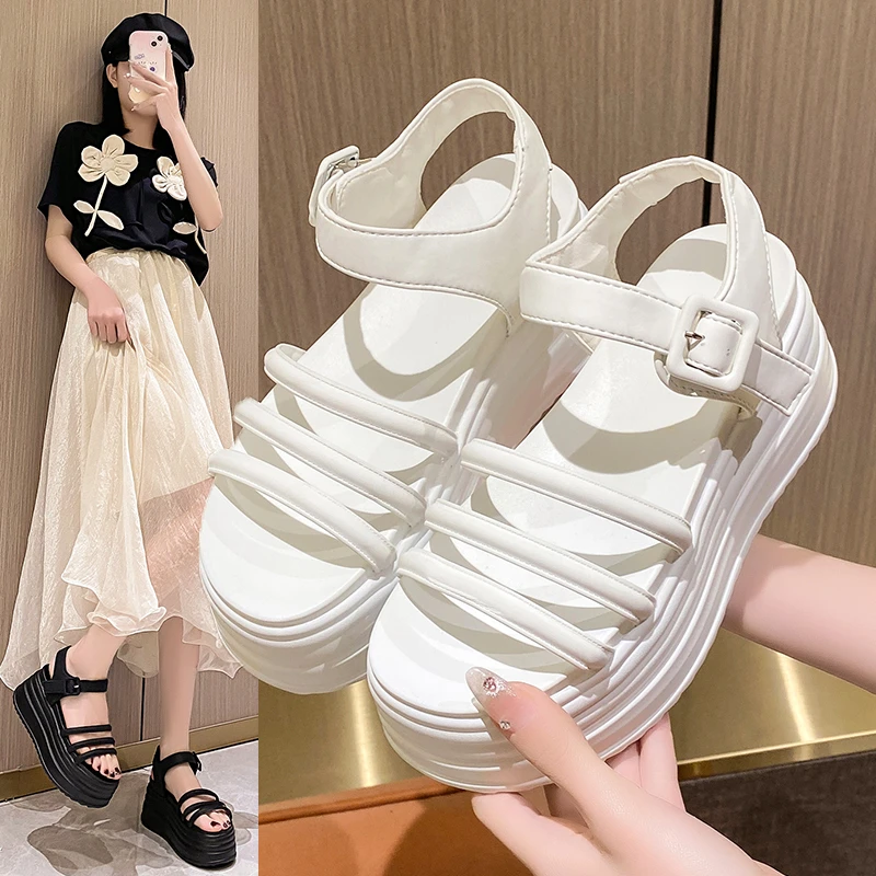 Heel 8cm Sandals Women Shoes Beach Shoes Hook Loop Women New