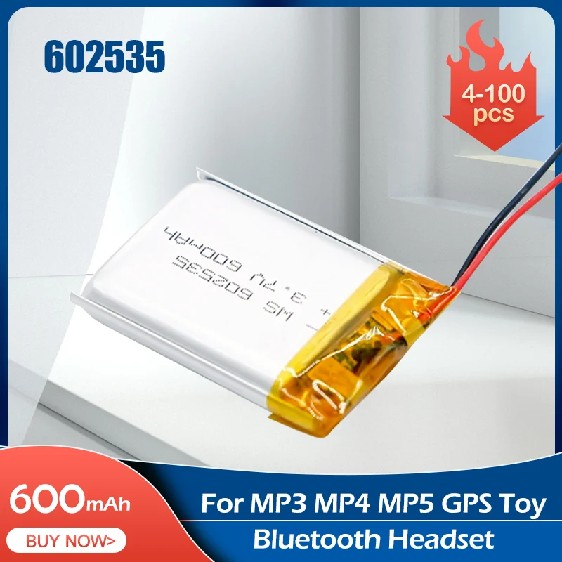 60253537V600mAhRechargeableLithiumPolymerBatteryForMP3MP4MP5