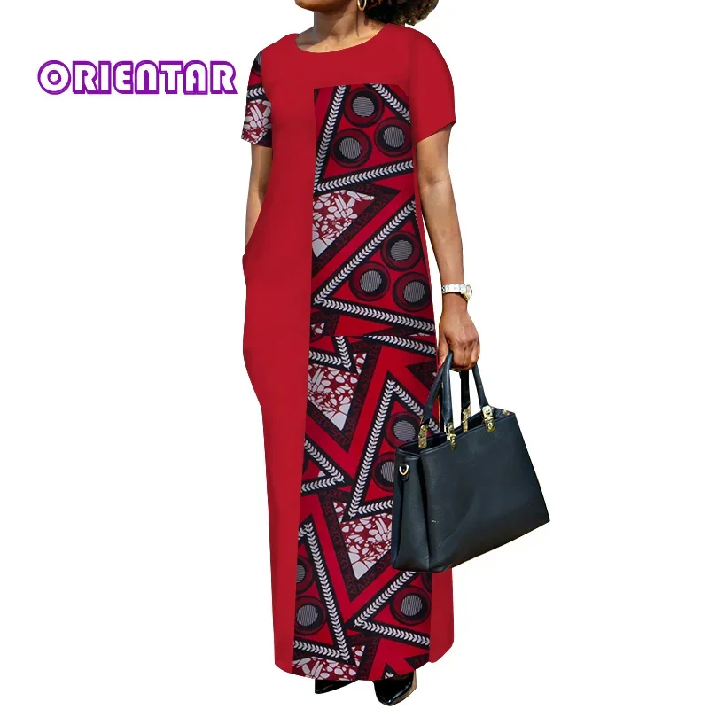 African Dresses for Women Plus Size Women Gown Dashiki Patchwork African Print Dress Casual Loose Long Maxi Dress WY3438