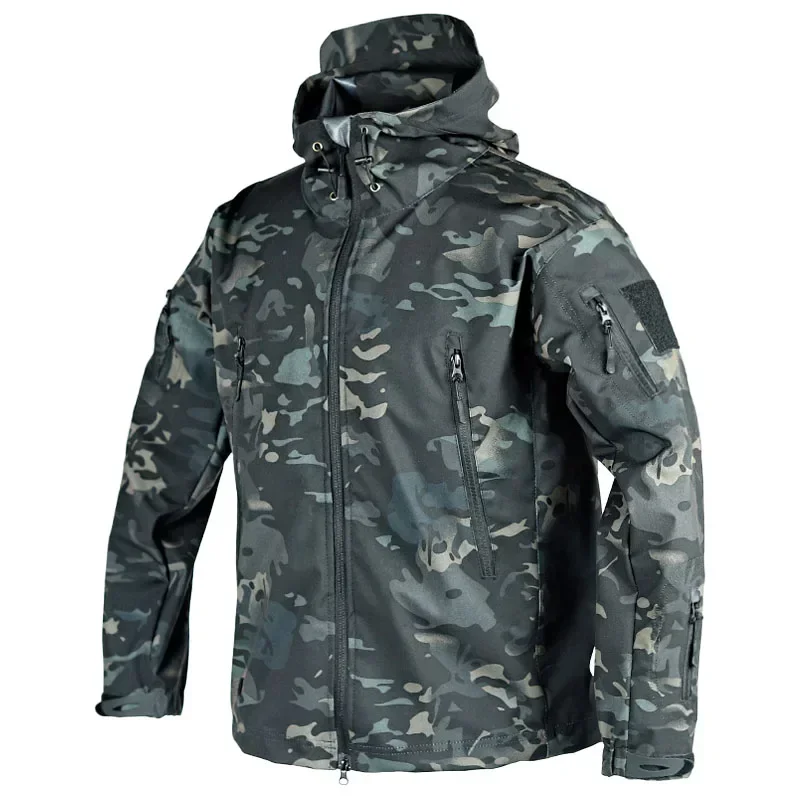 Camping Jacket Waterproof Tactical Jacket Men Spring Autumn Multi-pocket Wear-resistant Windbreaker Coat Hunting Shark Skin Thin Cargo Jackets