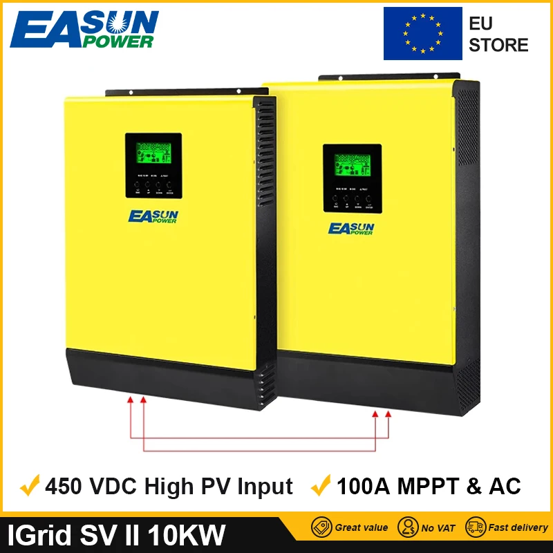 Easun Power Hybrid Solar Inverter 10kw 48v 220v 450vdc Pv Input 100a