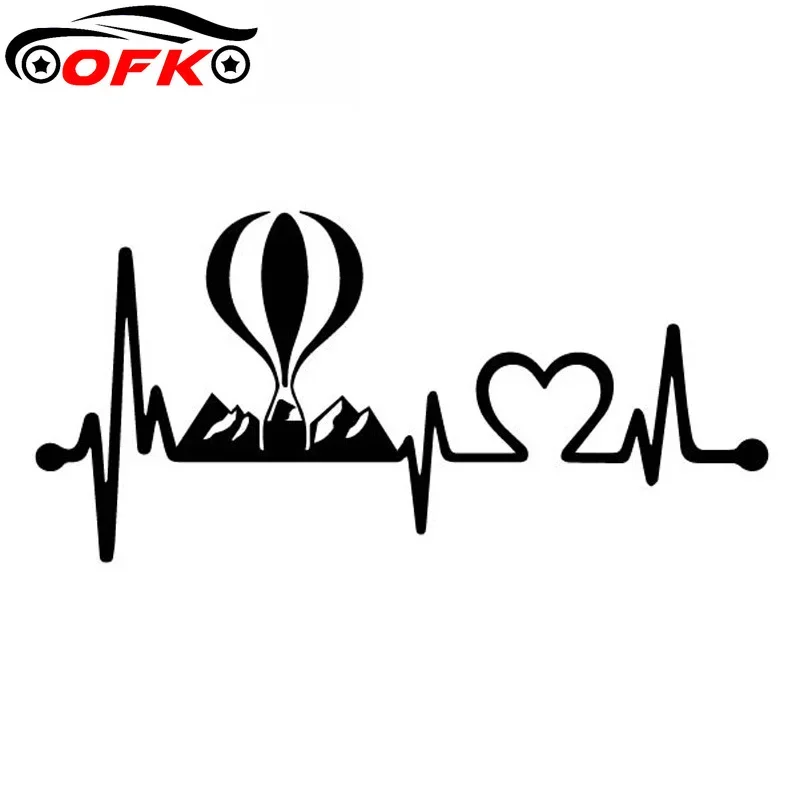 

Fashion Hot Air Balloon Electrocardiogram Decals High Quality Car Window Decoration Personalized Pvc 18cm*9cm