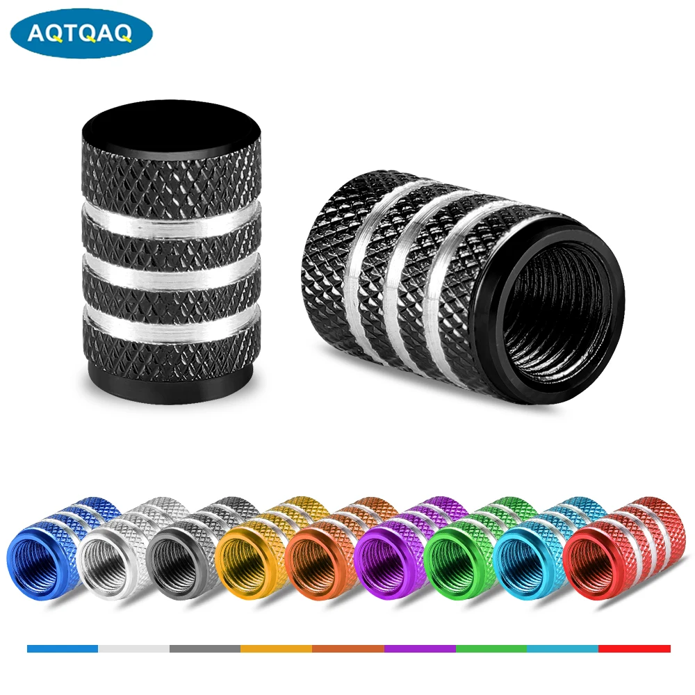 Universal Aluminum Tire Valve Caps - Set of 4, Dustproof for Cars, Motorcycles, and Bicycles