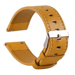 Premium Leather Watchband - 22mm Replacement Strap for CMF Watch Pro 2 (Yellowbrown si)