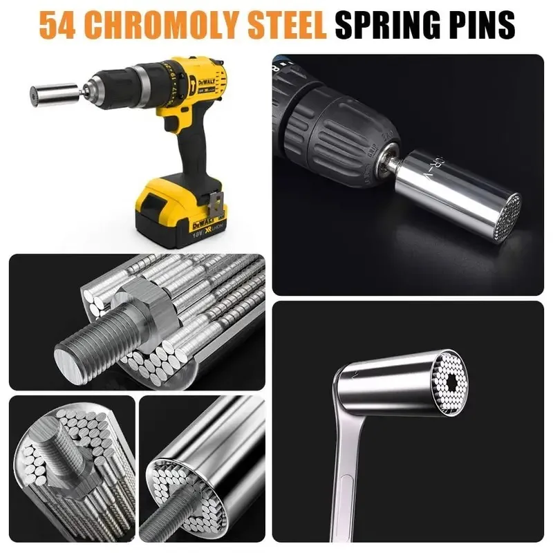 Universal Socket Wrench Head Set Sleeve Gadget 7-19mm Power Drill Adapter Spanner Key Nut Magic Grip Multi Hand Tools multitool