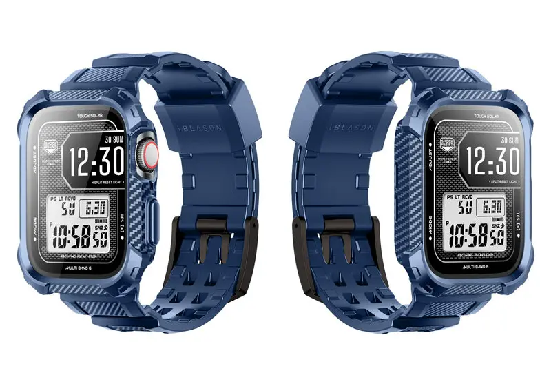 I-BLASON For Apple Watch 9/8/7 Case 45mm Armorbox Rugged Durable Watch Band with 2-Pack Built-in Tempered Glass Screen Protector