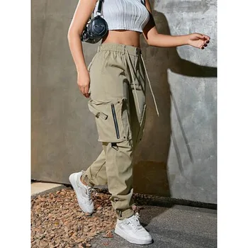 Women's Tactical Cargo Pants Waterproof Windproof Outdoor Hiking Joggers Elastic Ankle with Zipper Pockets 1