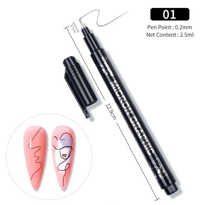 Nail Art Paintbrush With Ultra-fine Drawing Lines Edges Quick Drying Waterproof Acrylic Marker Pen Graffiti Pen 3