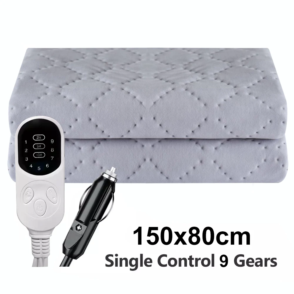 12V Car Motorhome Electric Heating Blanket Throw 2/8/12 Hours Auto-Off Over-Heat Protection For Caravan Camper Van Trucks