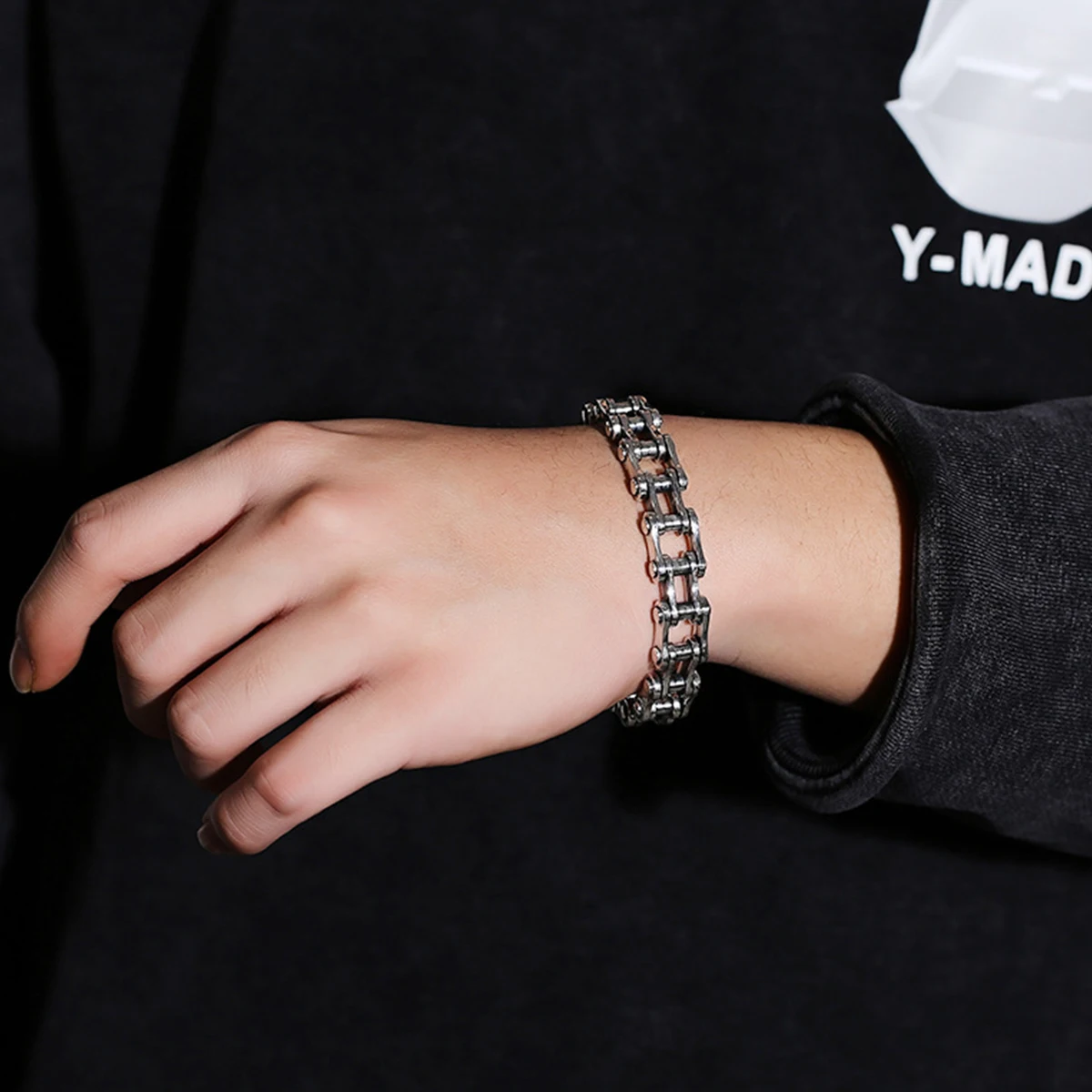 Men's Stainless Steel Biker Chain Bracelet – Punk Fashion Jewelry