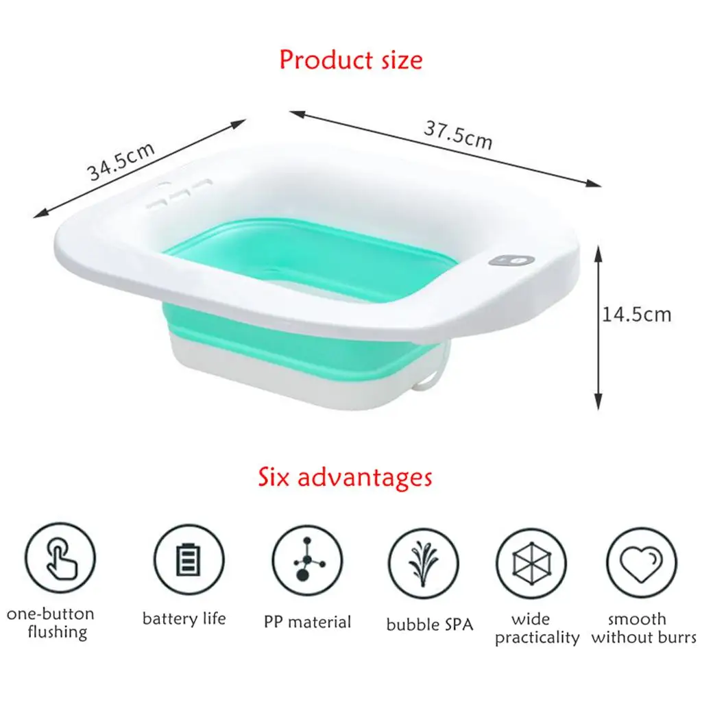 Sitz Bath for Toilet Electric Folding Portable Woman Bath Tub Basin for Pregnant Women Soothes Cleanse Hemorrhoids with Flusher