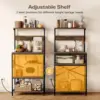 Kitchen Bakers Rack with Power Outlet, Coffee Bar Table 4 Tiers, Kitchen Microwave Stand with 6 S-shaped Hooks 5