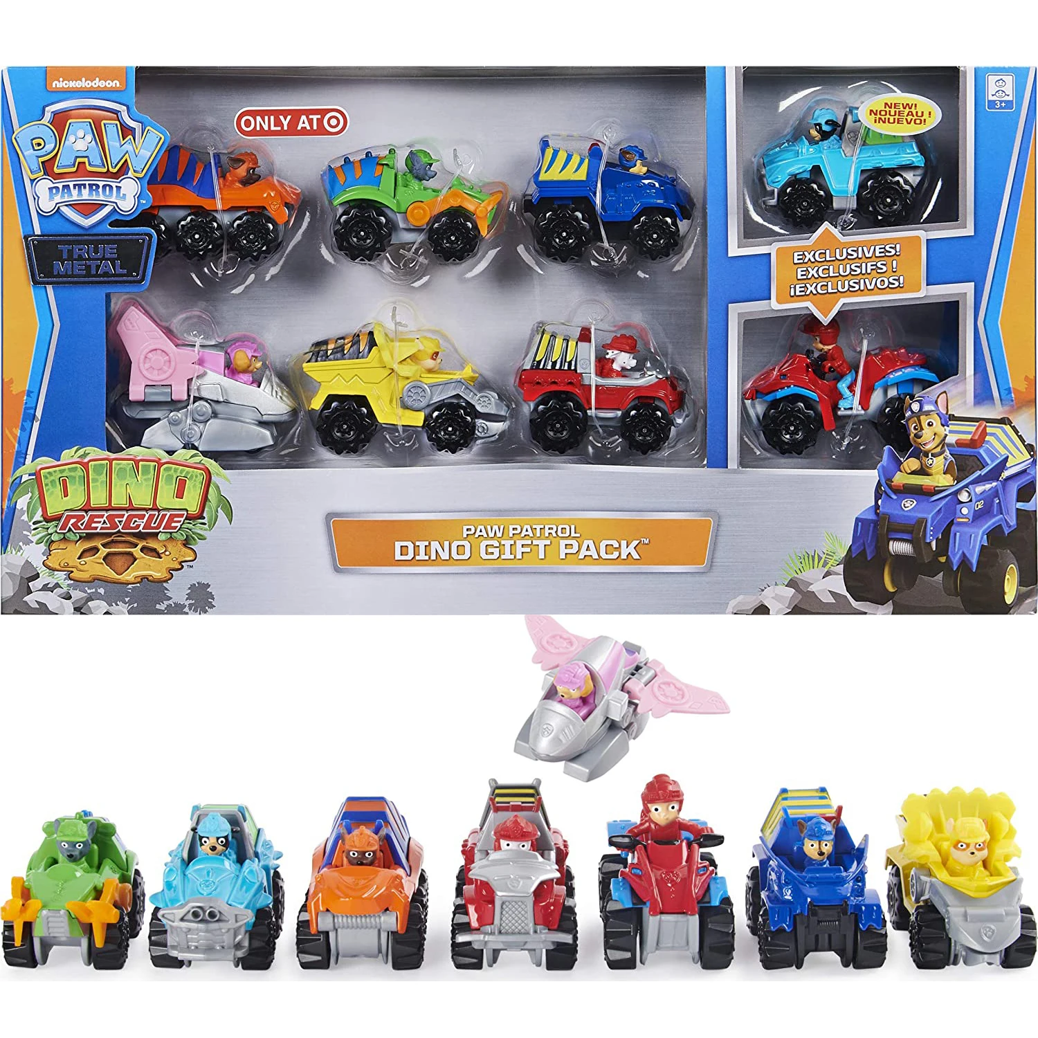 100% Original PAW Patrol True Metal Dino Rescue Gift Pack of