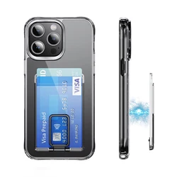 Transparent Magnetic Card Wallet with Metal Stand Holder - Clear Case (Black)
