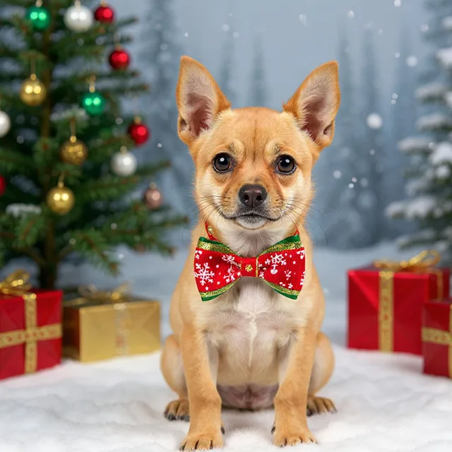 Pet Christmas Bow Tie Dog Collar with Bowknot Stylish Holiday Pet Accessory for Dogs Perfect for Christmas and Special Occasions 3