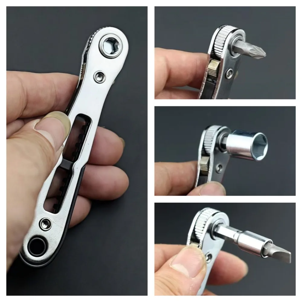 Right Angle Screwdriver Set Mini Ratcheting 90 Degree Offset Screwdriver Pocket Low Profile Ratchet Wrench Bit Socket Set
