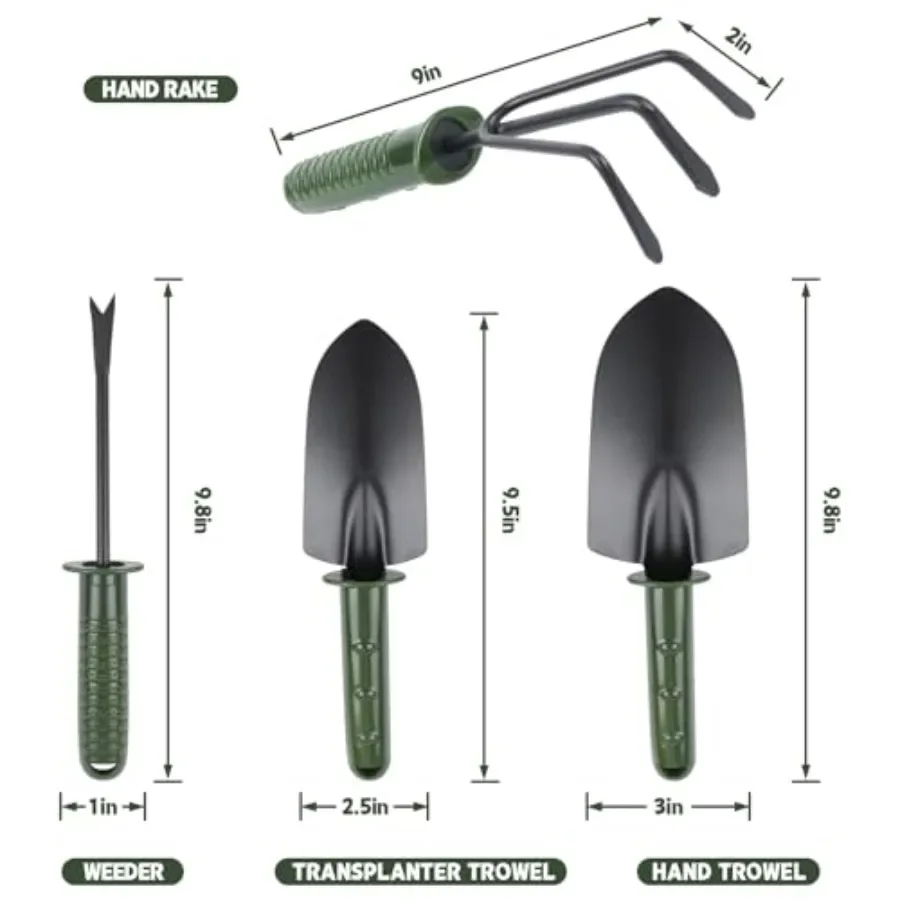 Garden Tool Set4 Pieces Garden Tools Including Hand Shovel Transplant Shovel Weeder and Hand Rake with Non-Slip Handle Idea for 2