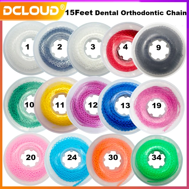 15Feet/Spool Dental Orthodontic Elastic Ultra Power Chain Rubber Band 4.57m/Roll Long/Short/Continuous Dentist Ortho Materials