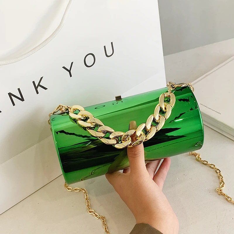 

Cylindrical Women's Handbags Trend 2023 Colorful Fashion Shoulder Bag Ladies Unusual PVC Hard Party Hip Hop Mirror Luxury Bag