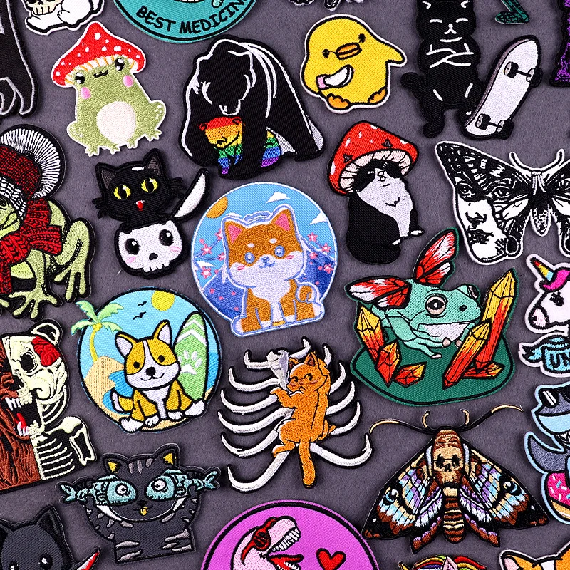 

Animal/Embroidery Patch Corgi Cat Patch Iron On Patches For Clothing Thermoadhesive Patches On Clothes Frog Ironing Stickers