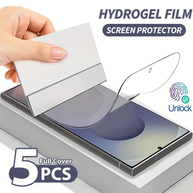 5Pcs Full Coverage Hydrogel Film for Samsung Galaxy S25 S24 S23 S22 Ultra S20 S21 Plus S24 S23 S21 FE HD Clear Screen Protector