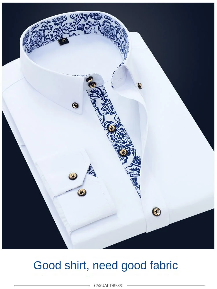 Blue-and-white Porcelain Collar Shirt 