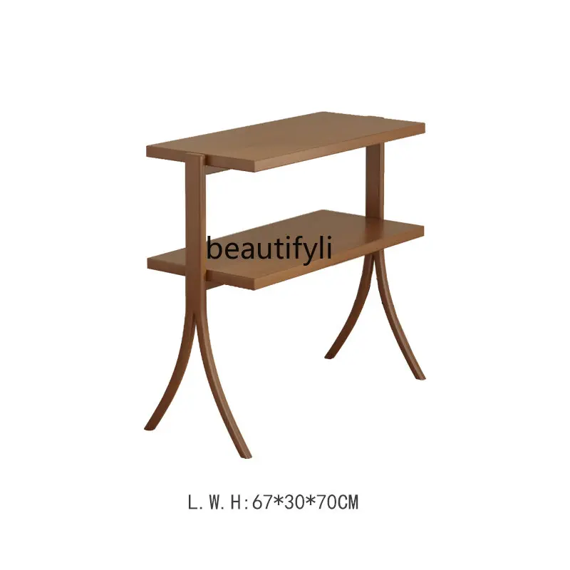

Zhonggu Small Bookshelf Double-Layer Storage Rack Entry Door Console Tables Herringbone Feet Small Coffee Table Side Table