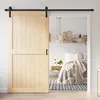 42x84" Sliding Barn Wood Door Panel with 7ft Hardware Kit Easy DIY Assembly Required Perfect for Warehouses Bedrooms Bathrooms 1