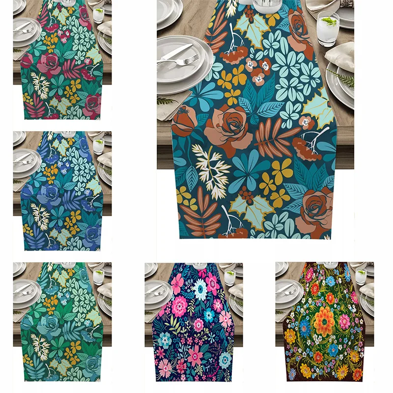 

Table Runner Nordic Bohemian Oil Painting Flower Home Dinner Party Decoration Table Runner Party Festive Wedding Decoration