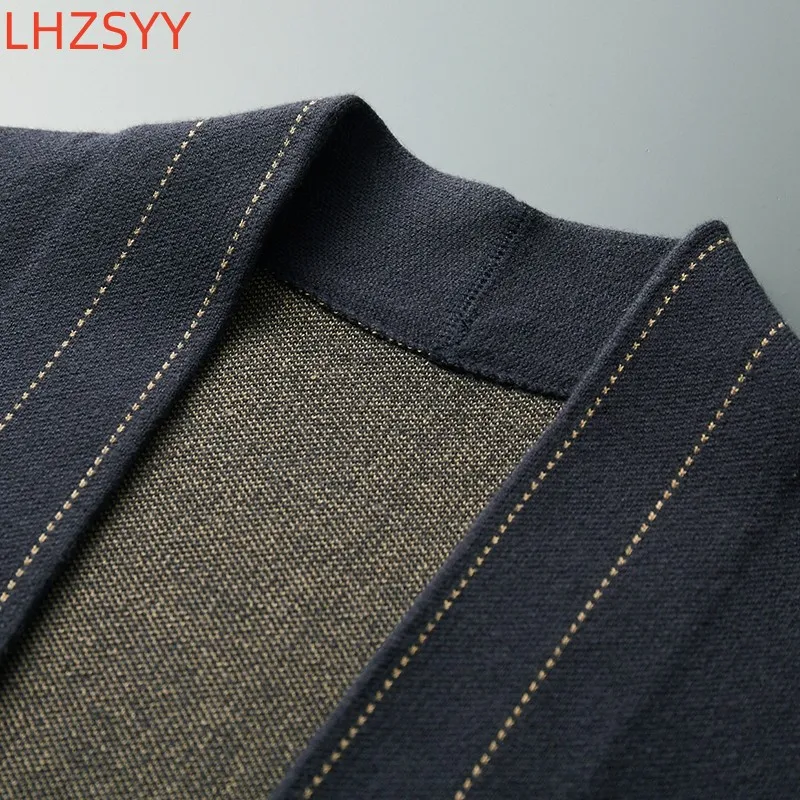 LHZSYY 남성용 100% 순수 울 캐시미어 가디건, 가을 겨울 따뜻한 스웨터, 청소년 루즈 니트 코트, 하이엔드 캐주얼 남성 재킷, 신제품