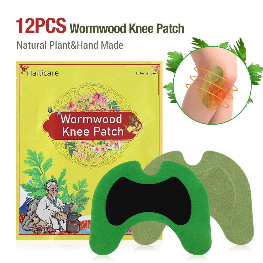 12pcs Wormwood Knee Patch Pain Relieving Herb Sticker Health-Care Paste for Sports Joint Injuries Lumbar Vertebrae Relieve Pain varicose veins patch