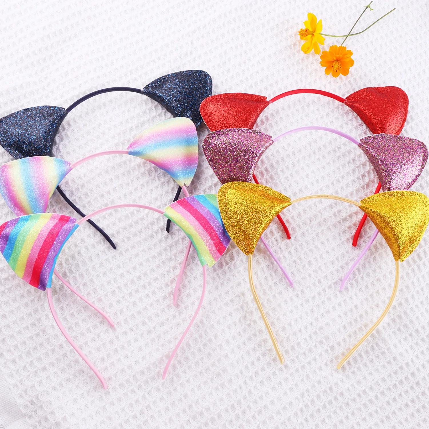 

Cat Ears Headband for Girls and Women Glitter Headbands with Cute Ear Hair Party Decoration Hairbands Cat Ear (Multicolor)