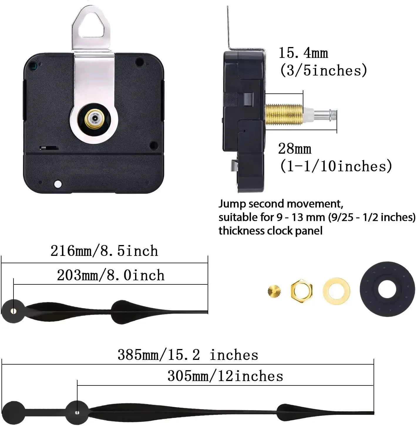 High Torque Quartz Wall Clock Movement Silent DIY Clock Mechanism 30cm Long Metal Needle Large Torque Movement Parts For Wall Clock Clock Repair Parts
