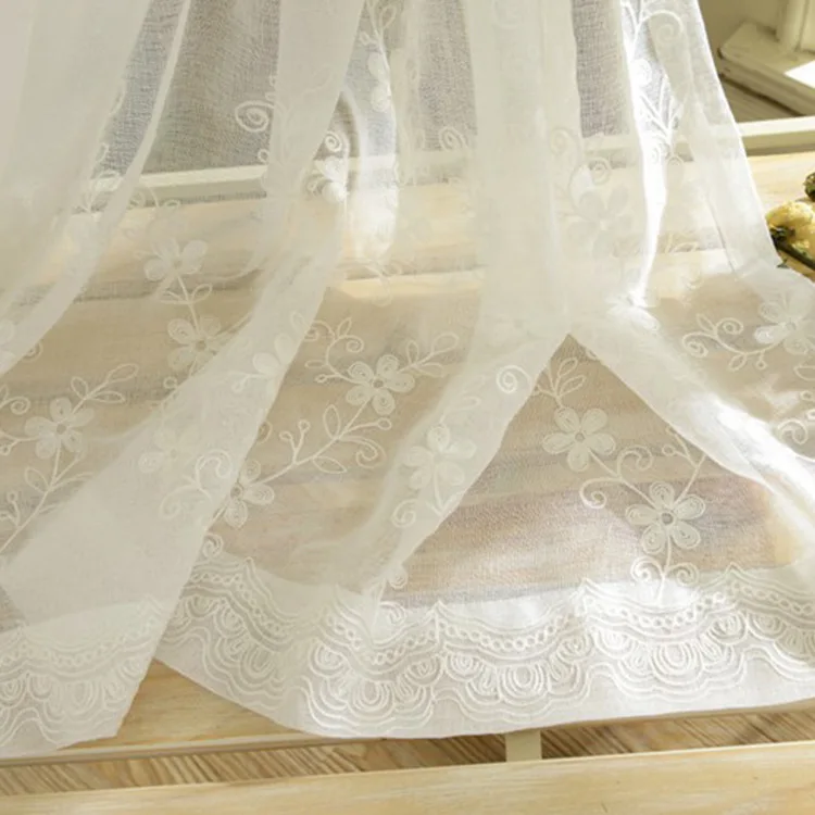 1PC Small Flower Countryside Embroidered Window Screen Solid Color Embroidered Window Screen 4