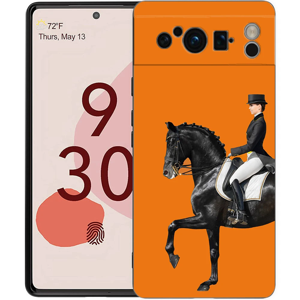 Luxury Equestrian Horse Black Soft TPU Phone Case