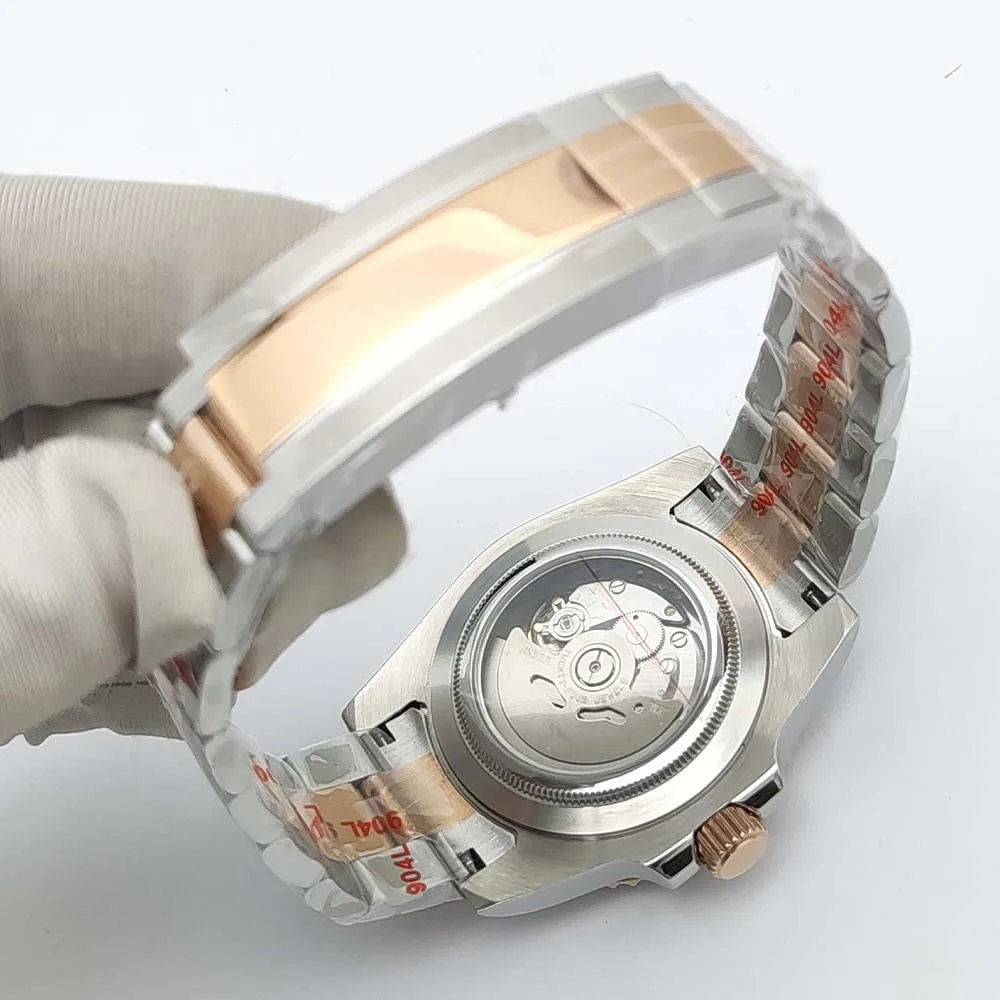 Luxury 40mm Men's Mechanical Watch Sapphire Stainless Steel Rose Gold Case Waterproof Business NH35 Automatic Movement
