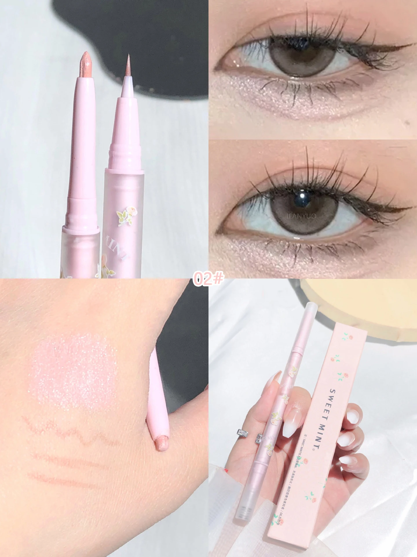 Description Picture 6 of item2In1 Matte Highlighter Lying Silkworm Pen Double Head High Gloss Liquid Eyeliner Glue Smooth Lasting Quick-drying Big Eye Makeup
