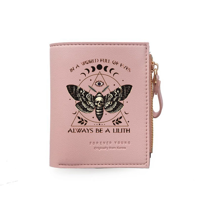 Halloween wallet with double fold and card slot exquisite short purse high-end leather zipper coin bag the best souvenir gift