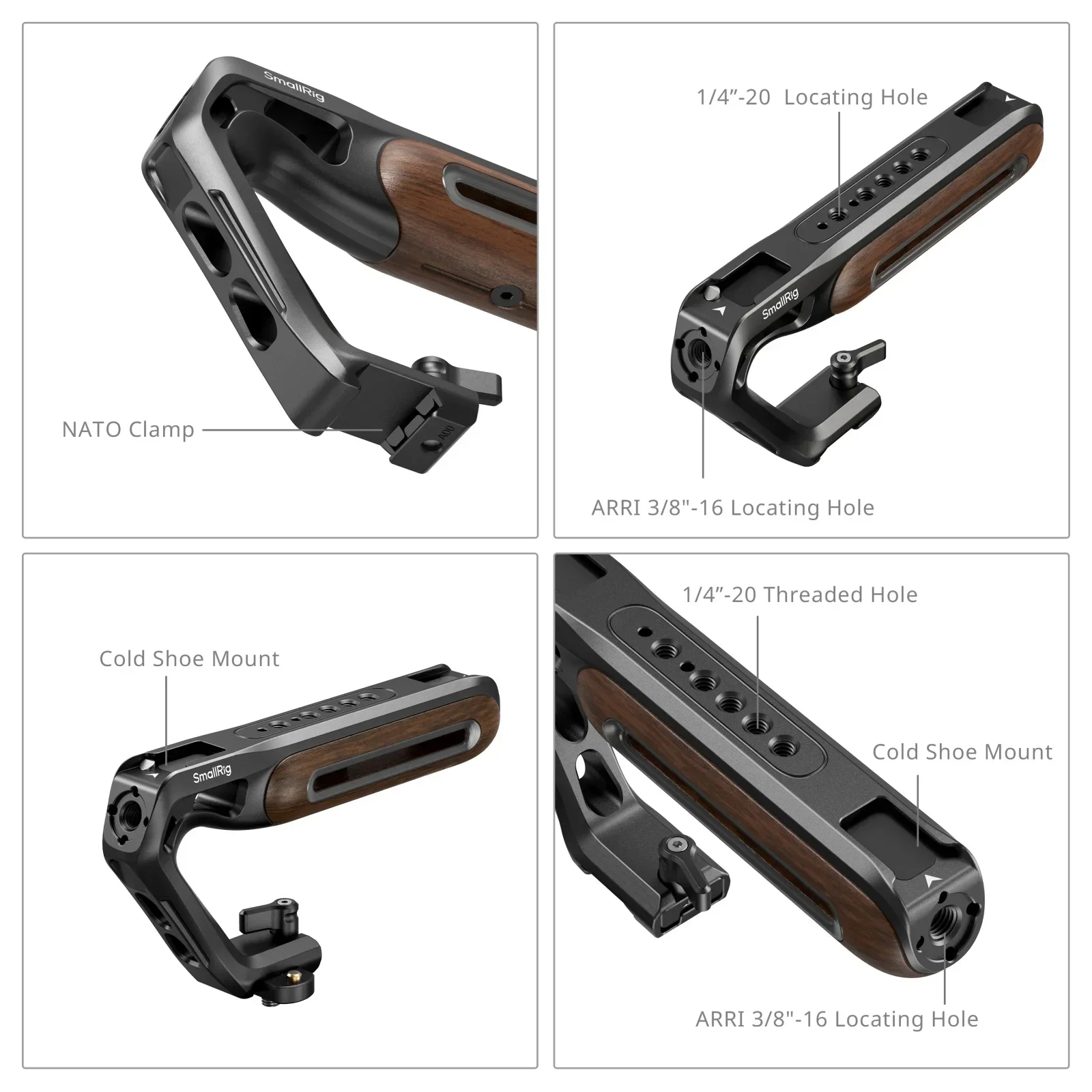 SmallRig Top Handle with Cold Shoe Mount / NATO Clamp / (1/4" & 3/8") Two-in-O