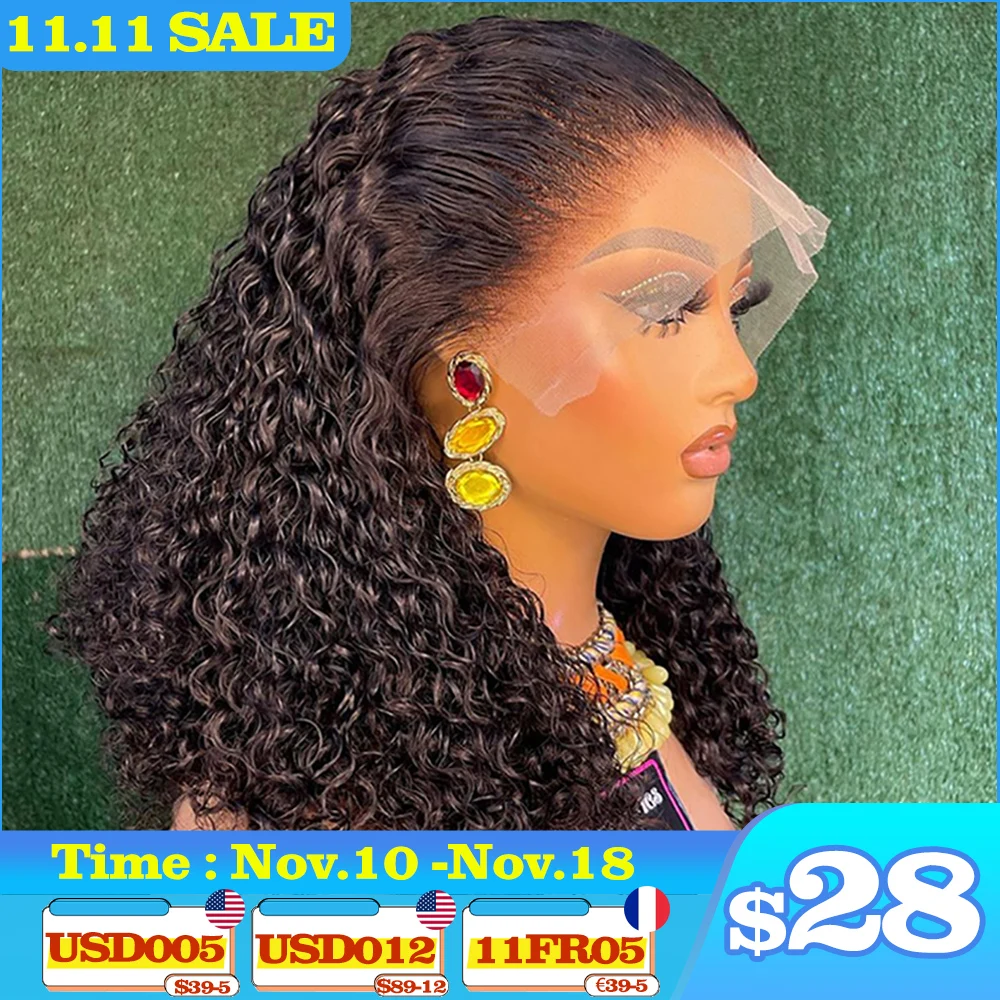 13x4 Lace Frontal Wig Short Bob Wig Deep Wave Pre-Plucked 4x4 Lace Closure Brazilian Remy Human Hair Wigs For Women 180% Density