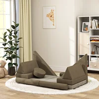 Qaba Modular Kids Play Couch, 12 Piece Kids Couch for Playroom Bedroom, Convertible Sofa Lounger for Boys & Girls, Khaki 2