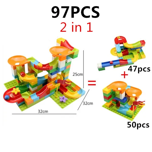 Large Marble Race Run Building Blocks Set Slide Track Maze