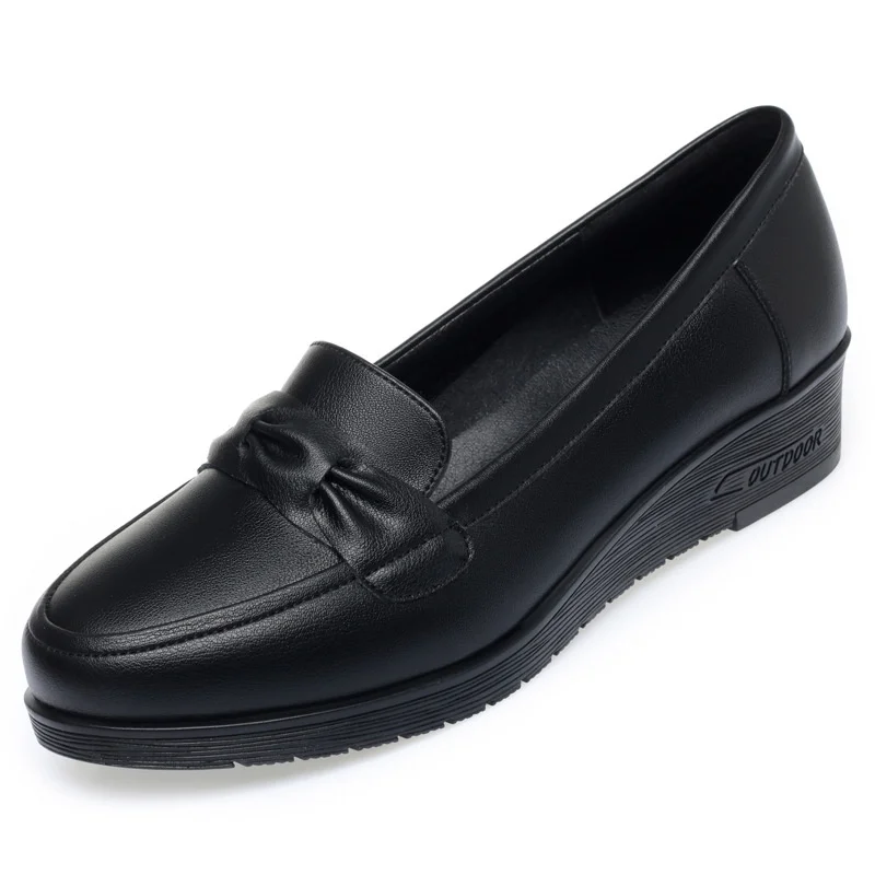 Spring Autumn British Style Retro Platform Black Mother Leather Shoes Women Soft Sole Classic Non-slip Flats Loafers 5