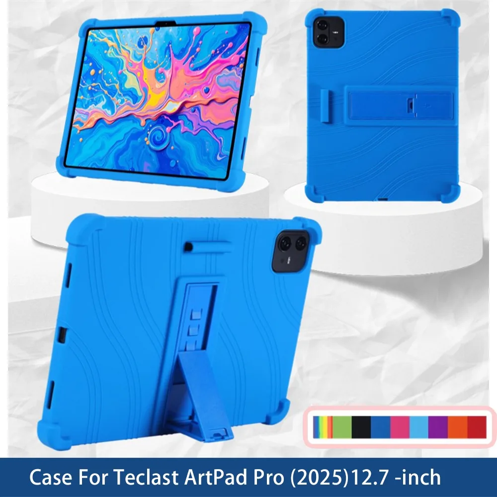 Enhanced Portable Soft Silicon Tablet Case with Rear Kickstand, Shockproof Design, 12.7